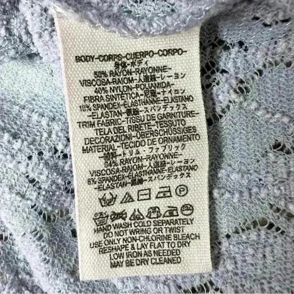 Free People Second Chance Scoop Back Stretch Lace Sheer Blouse Size Small - Picture 15 of 15